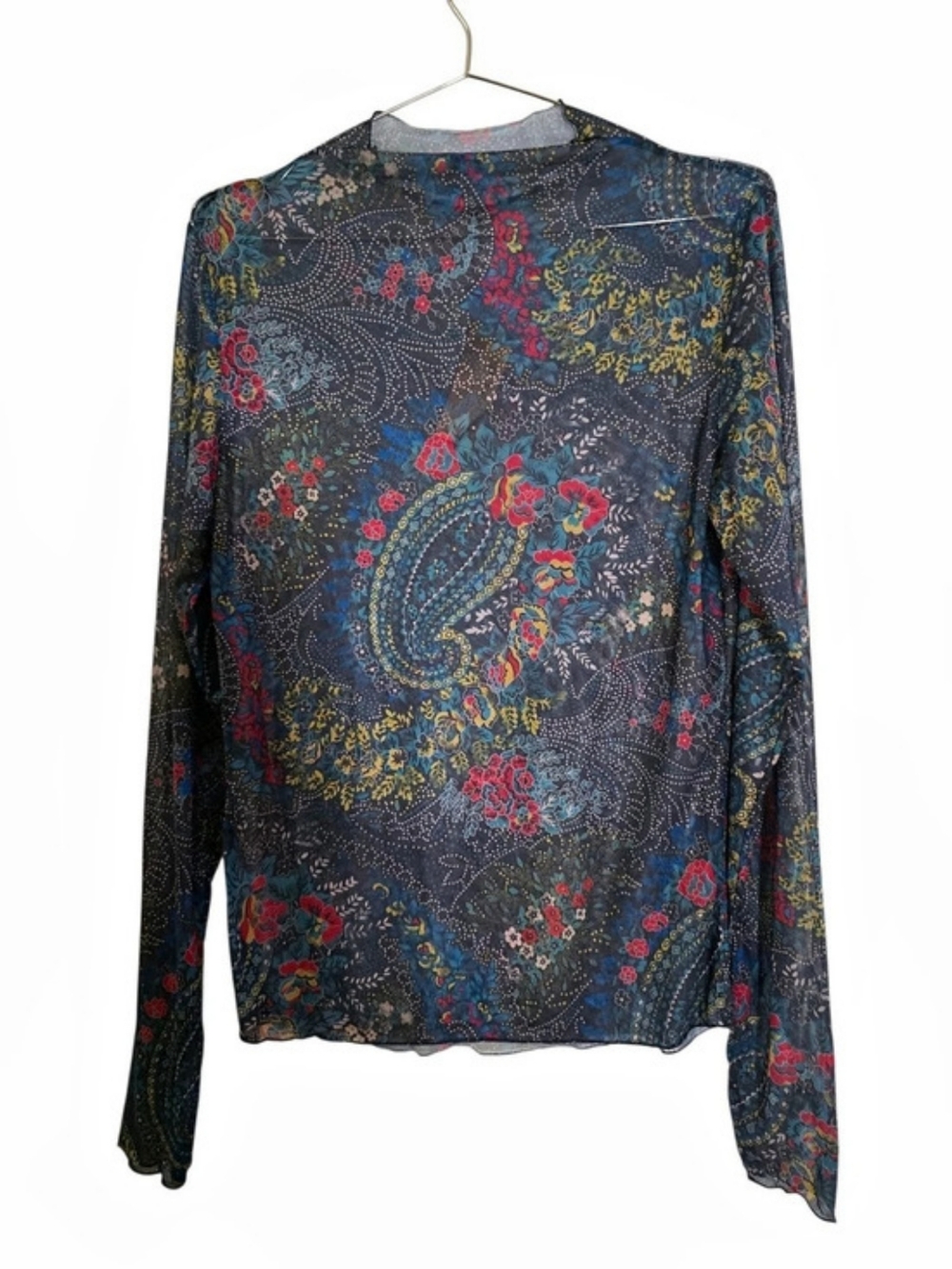 Long Sleeve Paisley Top in Blue & Multicolor Like New
